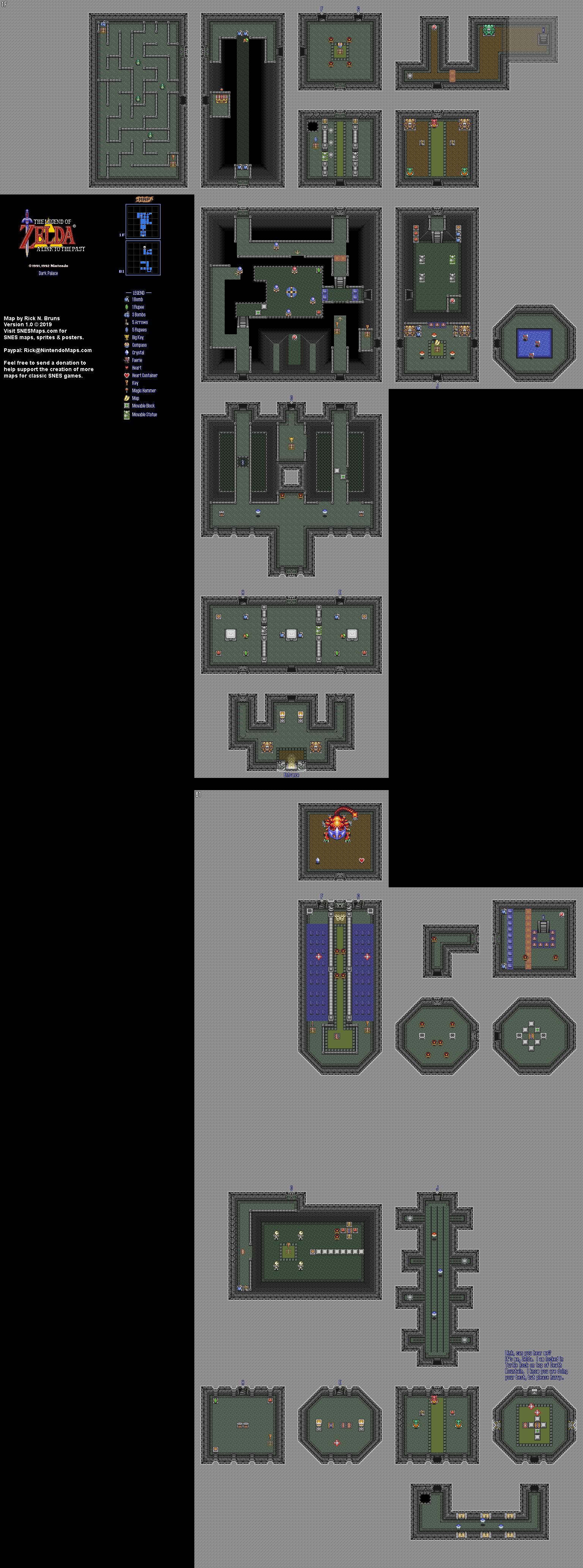 The Legend of Zelda: A Link to the Past - Dark Palace Map - SNES Super Nintendo