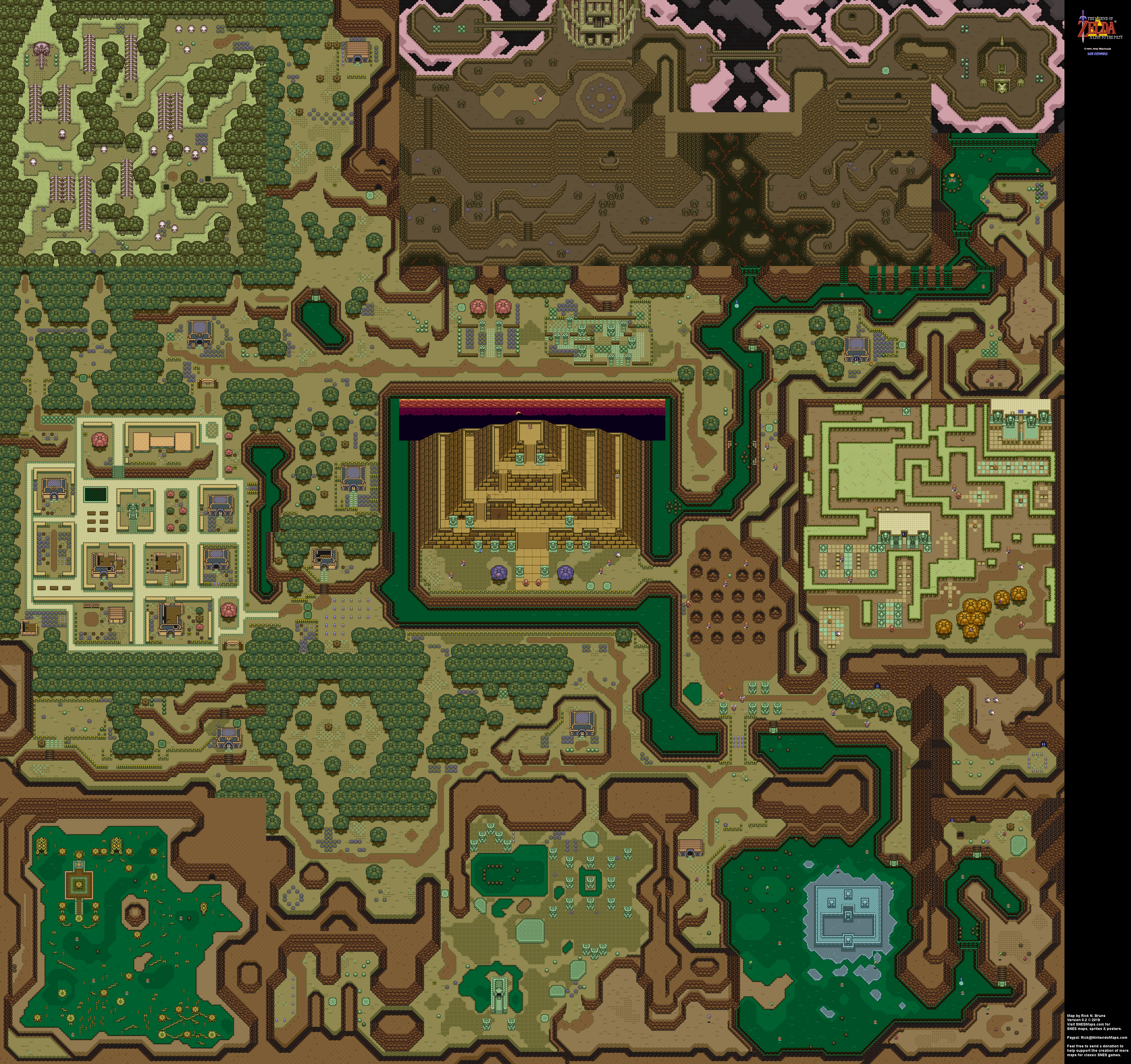 The Legend of Zelda: A Link to the Past - Dark Overworld Map - SNES Super Nintendo