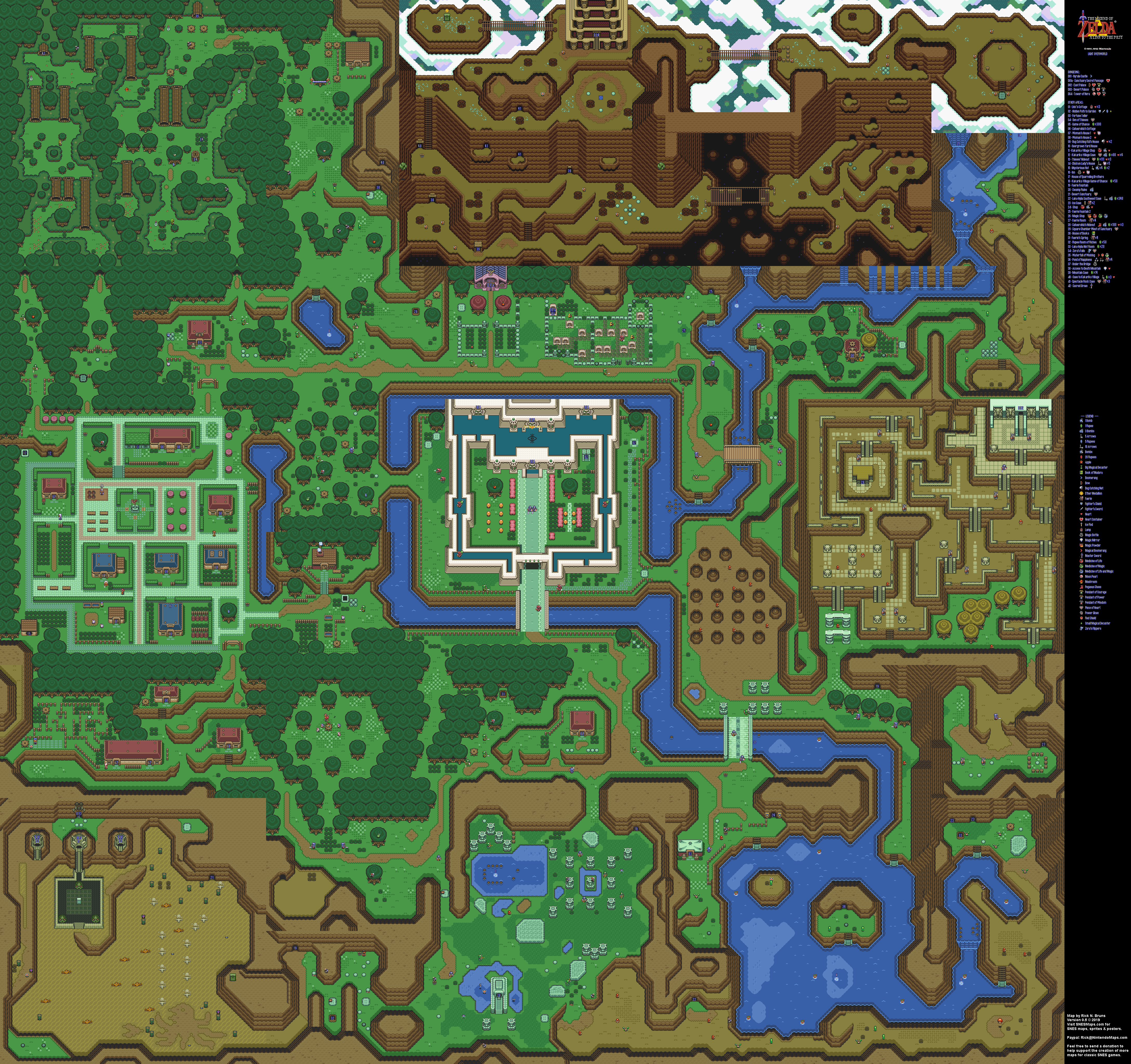 The Legend Of Zelda A Link To The Past Light Overworld Map Labeled